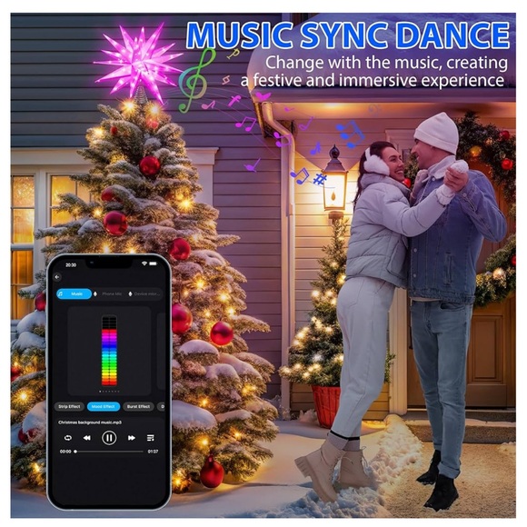 Monrovian Star Tree Topper Star Music Synch Change Colors App Controlled Timer - Picture 4 of 7